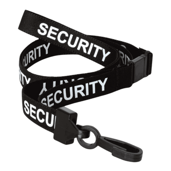 Black Pre-Printed Security Lanyards With Plastic Clip
