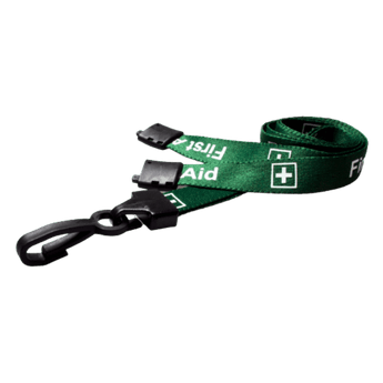 Green Pre-Printed First Aid Lanyards
