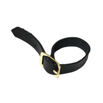 Leather luggage tag strap with metal buckle for attaching ID cards and luggage tags