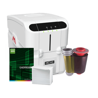 Matica MC110 ID Card Printer Bundle including CardPresso software, YMCKO ribbon and cards