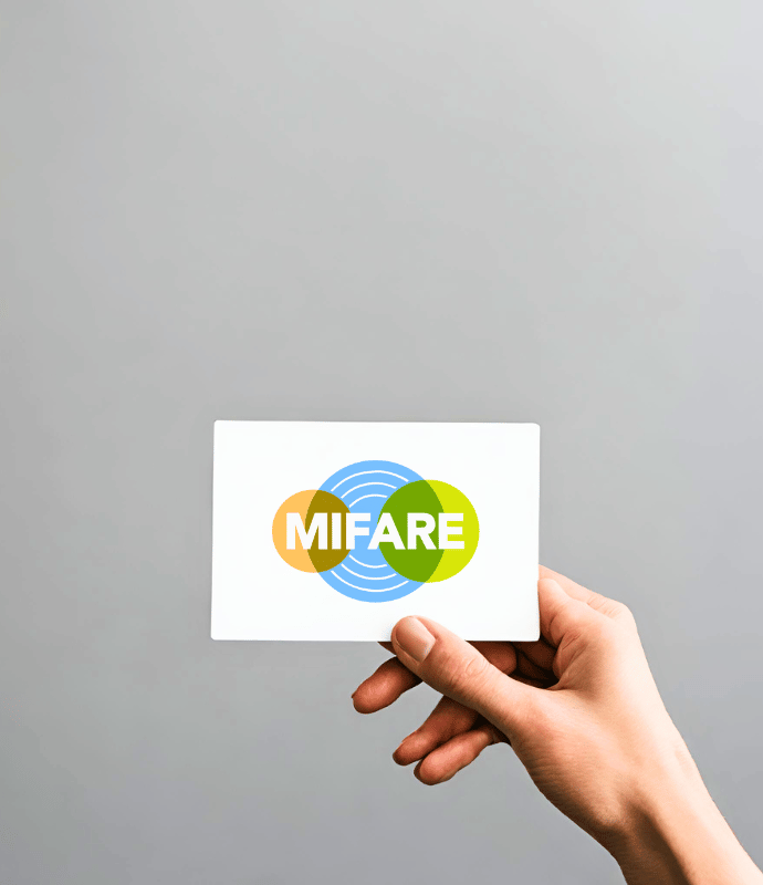 MIFARE® RFID Smart Card held up to a camera
