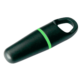 Paxton black access control fobs with a green band