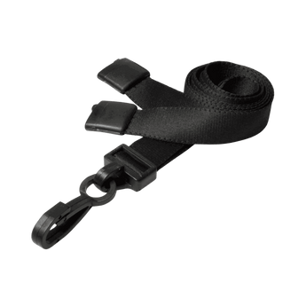 Plain Black rPET Lanyards With Plastic Clip