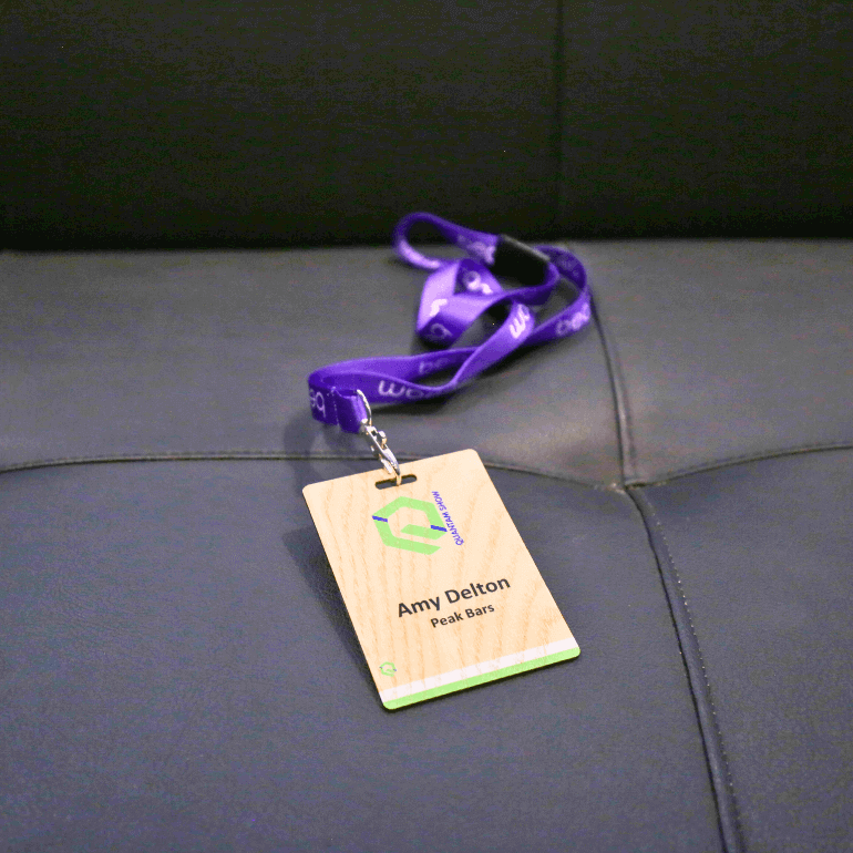 Printed Event Card with lanyard left on a seat