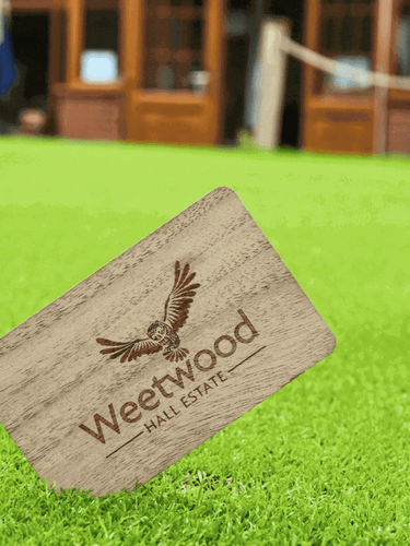 Black Walnut Wood Weetwood Estate Cards pictured planted in the ground