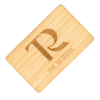 Custom printed bamboo hotel key card for The Reserve at Chester Zoo