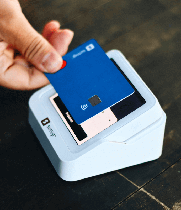 RFID Card being held against a sumup reader