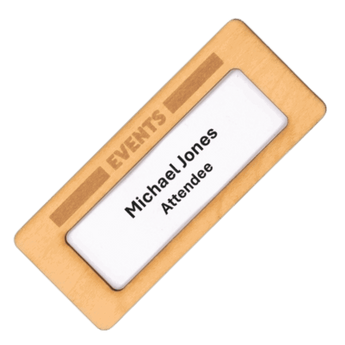 Custom Wood Name Badge With Large Window Slot