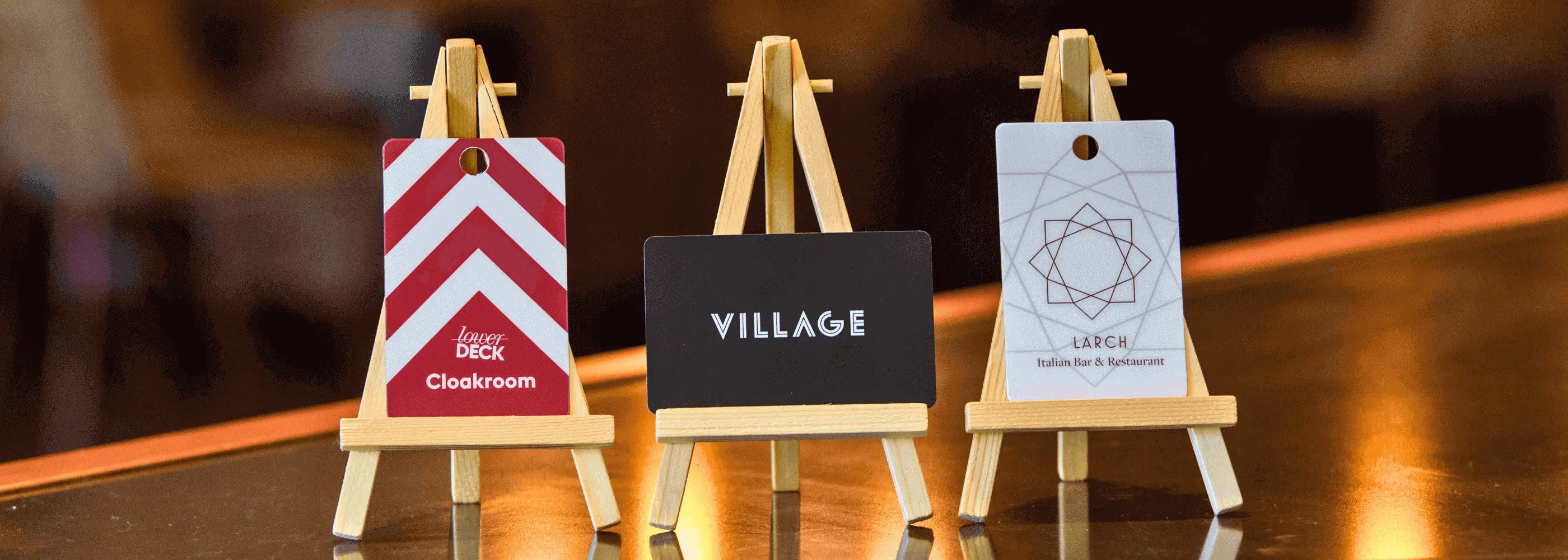 Three Custom Printed RFID Cards And Cloakroom Tags for the hospitality industry