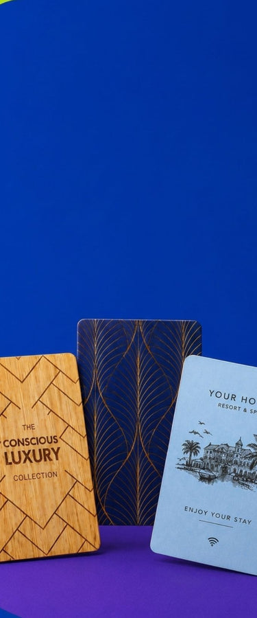 Custom printed RFID, magstripe, wood and bamboo hotel key cards